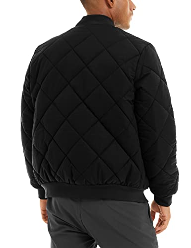 Magcomsen Winter Jackets For Men Full Zip Warm Bomber Jacket Windproof Flight Jackets Spring Fall Baseball Jacket Black,L #TOP3