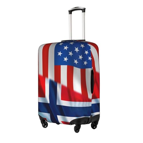 Travel Luggage Cover America Flag And Norwegia Flag Fashion Washable Baggage Suitcase Protector Fit For Luggage Large2