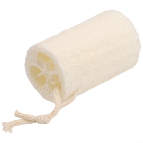 Upluxmira Esponja de baño natural de lufa para exfoliación, 10 x 5 cm, limpiador de ducha a base de plantas, limpieza corporal suave y herramienta de limpieza del hogar, 1 paquete
