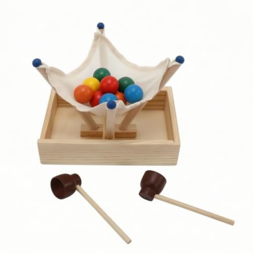 Red de coordinación en juego de martillo y bolas para evitar la frustración infantil