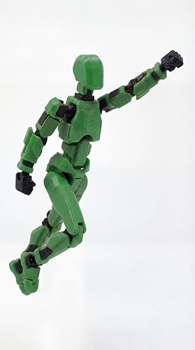 Image of VAALI Dummy 13 Action Figure Fully Assembled T13 Articulated Robot Toy with 12 Accessories (Swords Guns Extra Hands) 3D Printed Poseable Desktop Figure for Stop Motion Artists Gamers 5.4 inch (Green)