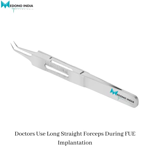 Image of Hair Transplant (Angled) Fue Implanting Forceps 5 inchInch Fine Tip Comfort Long Soft Grip Antirust Stainless Steel