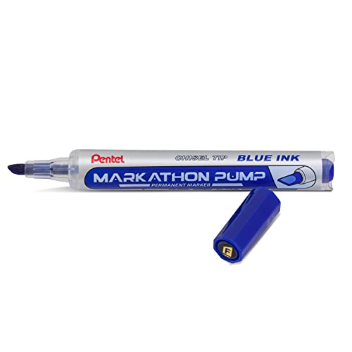 Pentel Markathon Pump Permanent Marker, Chisel Tip, Assorted Colors, 4 Pack (Nlf60Xbp4M) #TOP4