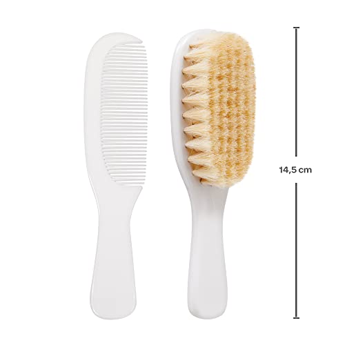 Buba Escova E Pente Baby Cerdas Naturais Branco