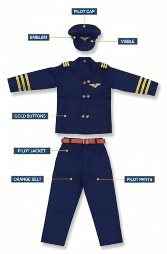 Image of Community Helper Uniform Costume for Kids | Role Play pilot, Traffic police, Navy Fancy Dress for School Functions & Theme Parties