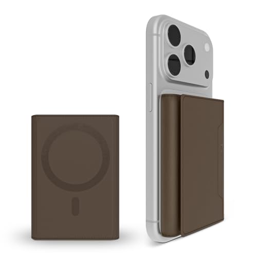 Image of GRIPP Mag Pocket Wallet Card Holder Compatible with Mag-Safe for iPhone 17 /16 /15 /14 /13 /12 Series & All Mag-Safe Phone Cases, Premium Leather, Strong Magnetic Alignment - Grey