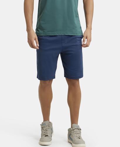 Image of Jockey AM12 Men's Super Combed Cotton Straight Fit Solid Shorts with Side Pockets