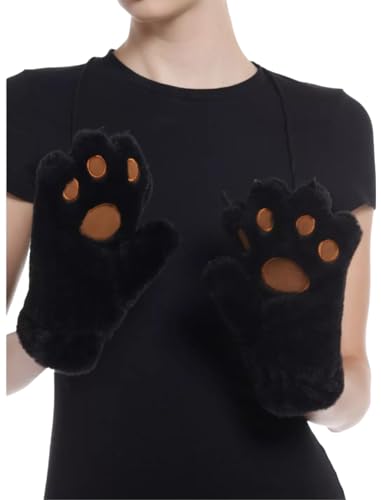 Image of FashionFritz & Little Bitz Bear face adult cold weather beanie and fuzzy bear gloves accessory bundle