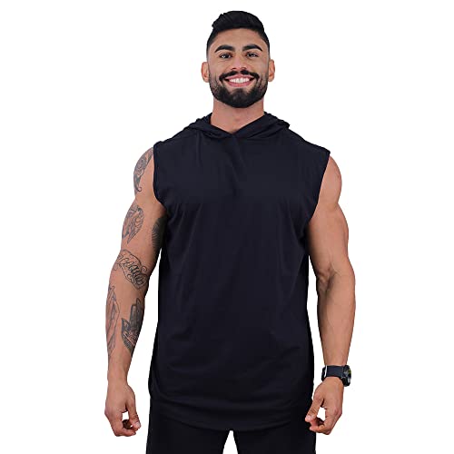 Kit 2 Regatas Com Touca Longline Masculina MXD Conceito Cores Lisas Academia Treino Musculação Sem E