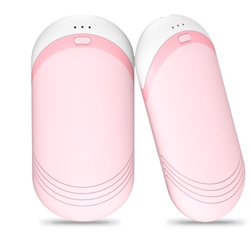 Hand Warmers Rechargeable [Double-Sided Heating] [Equipped with Heat-conducting Silicone][Comfortable] for Skiing Golf Hunting Hiking Outdoor Camping (Pink)
