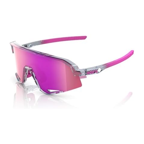 100% SLENDALE - Sunglasses for Outdoor Sports - Comfortable & Durable Sunglasses with Secure Fit - Lightweight & Shatterproof - Polished Translucent Grey, Purple Multilayer Mirror Cover