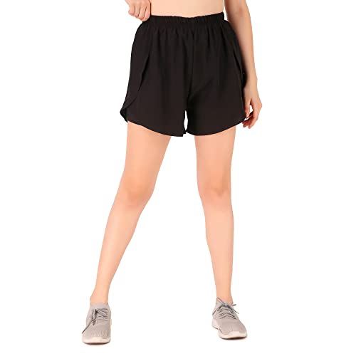 Image of Oysters Women's 2 in 1 Running Skirt Shorts Quick Dry Gym Athletic Workout Shorts for Women (XL, Black)