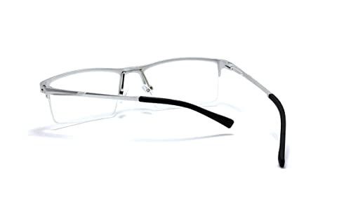 Óculos Armação Masculino Alumínio Nylon Com Lentes Sem Grau Z-73 (Prata)