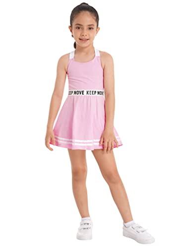 Kids Girls Golf Tennis Dress Outfits Solid Color Sleeveless Sports Dress with Shorts