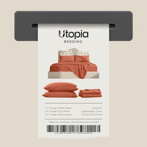 Image of Utopia Bedding Full Sheet Set - 4 Piece Bed Sheets for Cal King Size Bed, Soft and Breathable Microfiber, Includes 1 Fitted Sheet, 1 Flat Sheet and 2 Pillowcases (Orange)