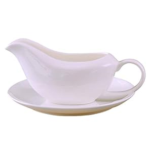 Witte jusboot met dienblad, huishoudelijke keramische saus boot, serveren werper gebruikt voor salade dressing creamer bouillon zwarte peper (Color : B)