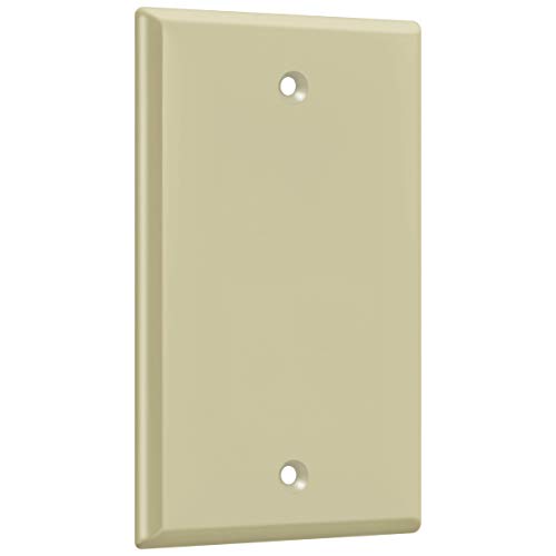 Image of ENERLITES Blank Device Wall Plate, Gloss Finish, Standard Size 1-Gang 4.50 inch x 2.76 inch, Polycarbonate Thermoplastic, 8801-I-10PCS, Ivory (10 Pack)