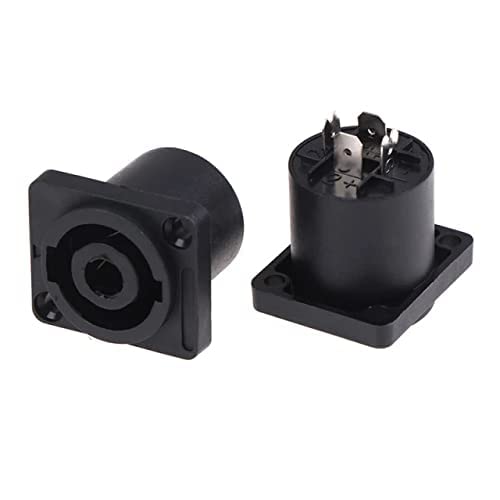 ESPtronics (2 Pcs) 4 Pin Plug Audio Cable Plug Socket Adapter Speakon