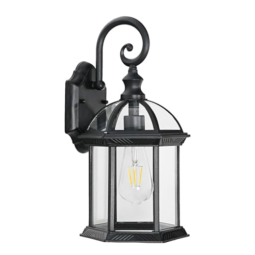Outdoor Wall Lights for Proch Front Door Patio, Aluminum Outdoor Porch Lights Fixture Wall Mount, Black Waterproof Exterior House Lighting Fixtures, Outside Wall Lantern