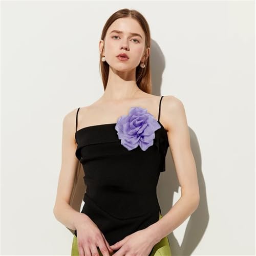 Image of Flash Camellia Flower Brooch Pin for Women Men Elegant Texture Fabric Dahlia Rose Floral Brooches Lapel Pins Dainty Wedding Holiday Party Costume Dress Accessories Jewelry