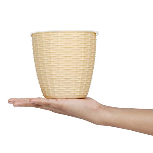 Image of ABOUT SPACE Self Watering Flower Pots Plastic Planter Pots for Indoor, Outdoor, Balcony, Garden - Flowering Plants, Herbs, Foliage Plants