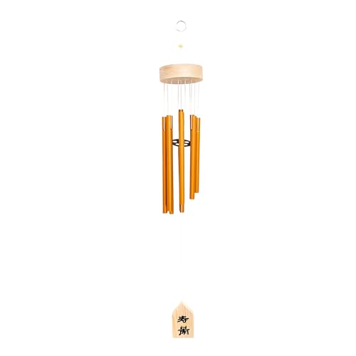 Image of GJ Feng Shui Wind Chimes for Home & Balcony | 6 Rod Golden Wind Chime for Positive Energy & Vastu | Wind Chimes for Living Room, Bedroom & Door | Home Decor Hanging with Pleasant Sound