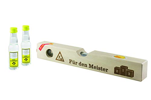 Weisenbach - Wasserwaage (Holz, groß) - für den Meister - 2 x 20 ml Waldhimbeergeist
