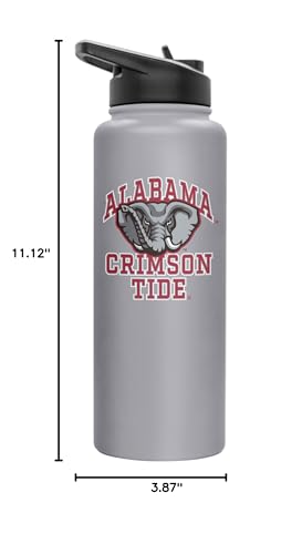 Image of Logo Brands NCAA Alabama Crimson Tide 34oz Athletic Quencher Bottle - Double-Wall Insulated, Stainless Steel, No-Spill Lid, Easy Carry Handle