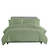 sheetsnthings Solid Sage 600 Thread Count King 8pc Bed in A Bag Comforter Set 100% Cotton Including Sheet Set+ Duvet Set +Down Alternative Comforter