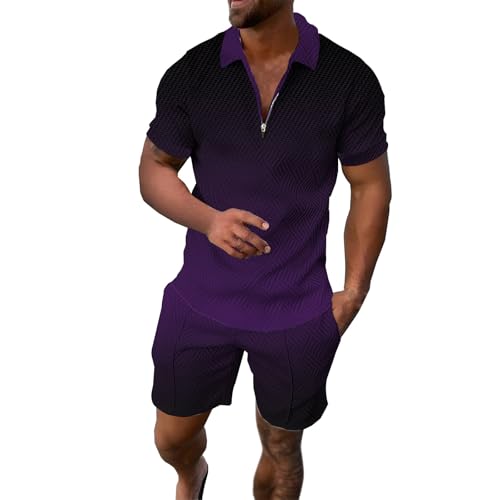 Combinaison d'été pour homme : survêtement 2 pièces de sport coupe droite