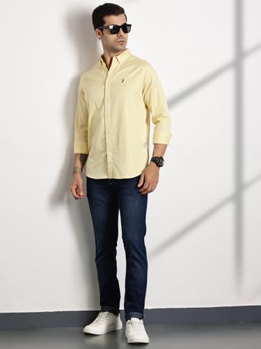 Image of Thomas Scott Men's Cricket Club Collection Classic Regular Fit Twill Shirt | 100% Cotton Long Sleeve Solid Shirt with Button Down Collar (Available in Plus Size)