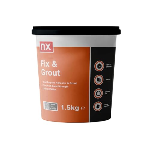 NX Dual Purpose Fix & Grout Ready mixed Brilliant white Wall tile Adhesive & grout 1.5kg