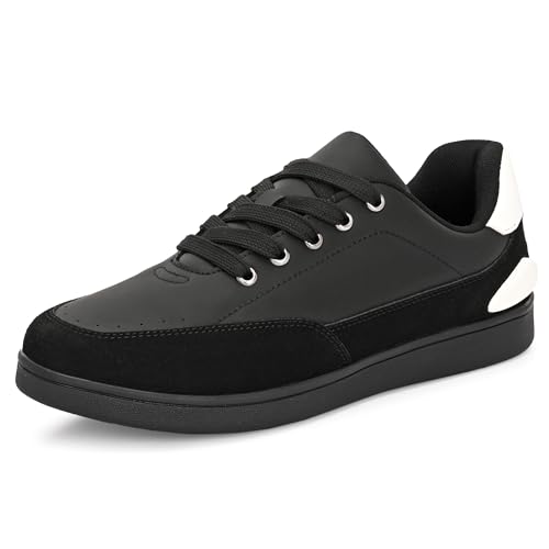 Image of Cruiser Men's Sneakers | Trendy Lace-Up Casual Shoes | Low-Top Korean Style Minimalist Shoes with Dual Texture| Contrast Heel Tab for College,Party, Casual,Office, Streetwear,Travel (2667)