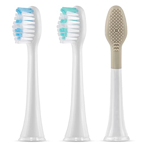 3 Stück Ersatzbürsten ist nur Kompatibel mit Callysonic Schallzahnbürste H31 / H49, 2er Standard Clean + 1er Zungen Clean, Weiß Cover