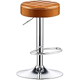 MIQXUAN Bar Stool Adjustable Height Swivel Bar Stool Retro Industrial Style with PU Leather Seat Office Dental Chair Light Brown (Height: 60 80cm)