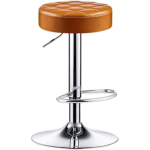 MIQXUAN Bar Stool Adjustable Height Swivel Bar Stool Retro Industrial Style with PU Leather Seat Office Dental Chair Light Brown (Height: 60 80cm)
