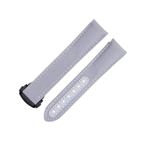 Bracelet montre nylon gris 20mm incurvé pour confort Seamaster 300