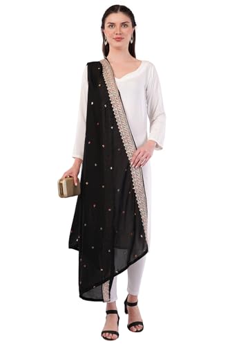 Vegan Silk Embroideerd Dupatta,Shawl, Scarf, Wrap