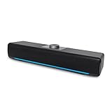 Computer Speakers, Phission 2.0 Stereo USB Powered Sound Bar Speakers with Blue LED Light and 3.5 mm Aux Connection for Computer Desktop Laptop PC Monitor(Upgrade)