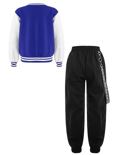 Girls Boys Long Sleeve Bomber Jacket Coat Sweatshirt Outwear with Cargo Pants for Workout Skateboarding2