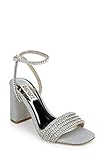 Badgley Mischka Women's Becca Heeled Sandal, Silver Textile, 7