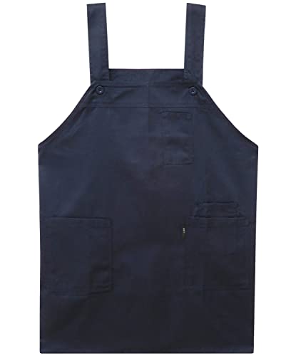 レディース メンズ 男女兼用 無地 ショート丈 H型 エプロン 撥水加工 M〜L ネイビー TC-12 k0936