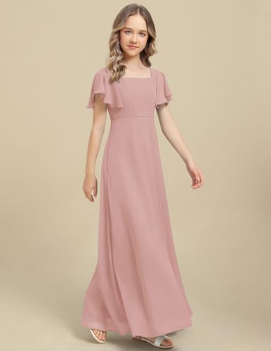 Junior Bridesmaid Dresses Floor-Length Formal Dresses Chiffon Flower Girls Dresses for Wedding Party Gown3