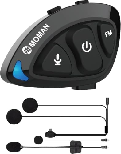 Image of Moman Motorcycle Helmet Headsets, Hands‑Free Helmet Speakers (RSS) | Hi-Fi Speakers Dual Noise Cancellation with Loud Sound, Voice Assistant IPX67 Waterproof for All Helmets and Solo Riding