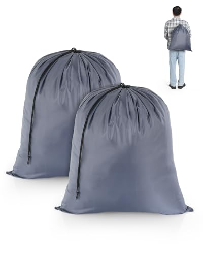 OTraki Lot de 2 Sac à Linge Sale Voyage, 50x60cm Sacoche à Linge avec Cordon Sacs en Tissu Pliables Sac de Rangement pour Vêtements Jouets Maison Dortoir...