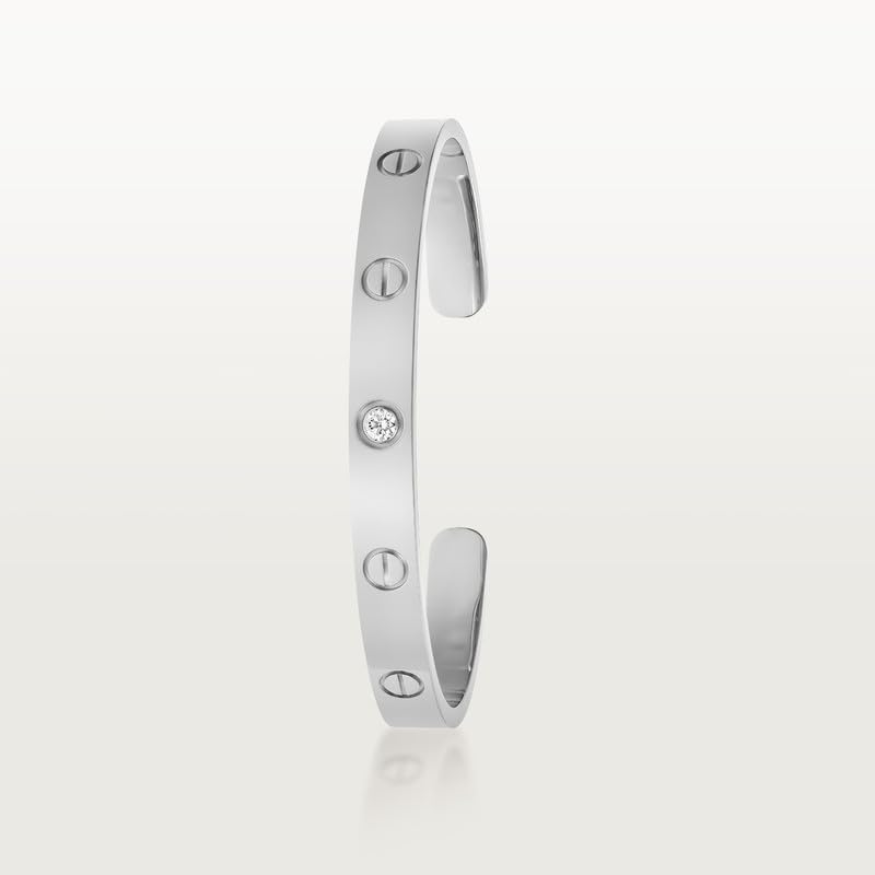Image of Diamond Love Bracelet for her | 925 Sterling Silver | 18kt White Gold Plated | AAA+ Simulated Diamond | Handcrafted | Openable Bangle | Precious Gift for her
