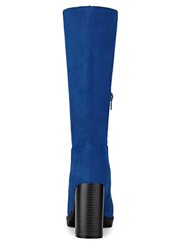Allegra K Allegra K Women's Mid Calf Block Heel Royal Blue Boots 5 M US