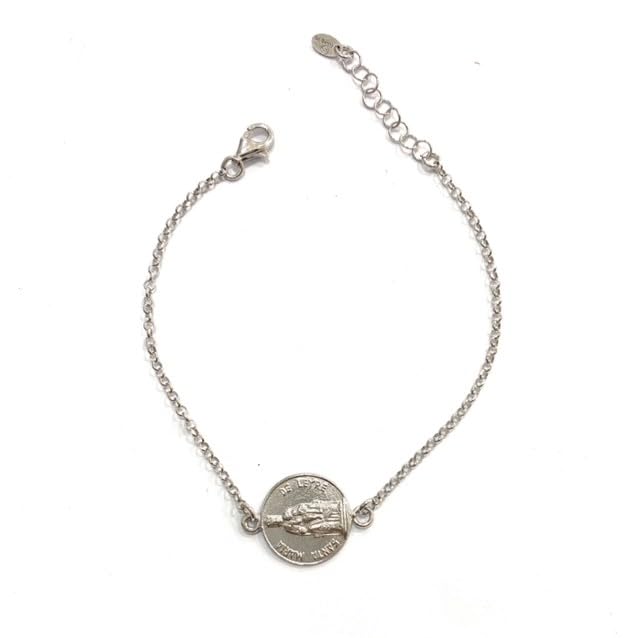Bracelet Vierge de Leyre en argent sterling massif ciselé main