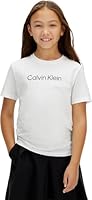 Calvin Klein Unisex Kid's Institutional Logo Short Sleeve, Bright White, 4