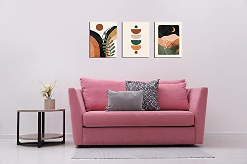 Orange Minimalist Boho Wall Art Geometry Neutral Abstract Art Modern 3 Pieces Stretched And Framed Artwork Hd Pictures Canvas Prints Wall Art For Bedroom Office Home Bathroom Wall Decor 12"X16"X3 #TOP5